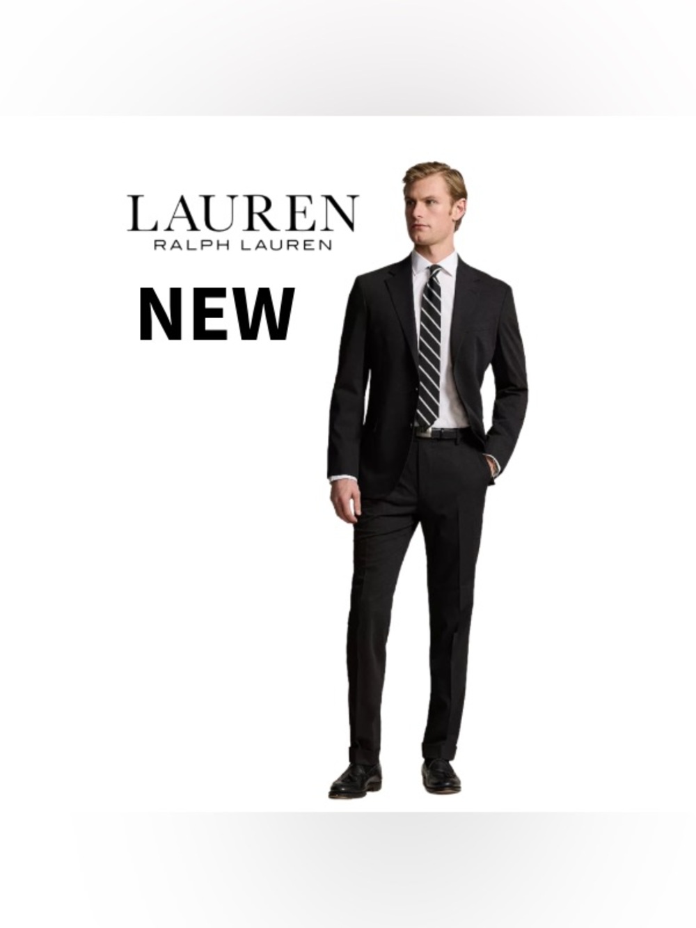 Lauren Ralph Lauren Men’s Black Two-Piece Suit 46R (W-40x30)